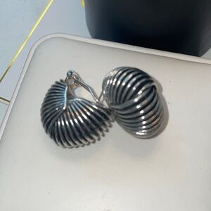 Elegant Sterling “Yurmanesque” Nautilus Lever Backed Earrings Stamped 925 Israel